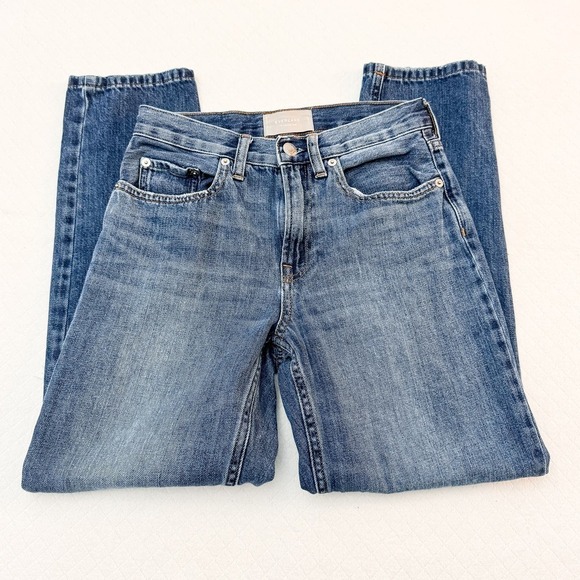 Everlane The Summer Jean Med Wash Denim Ripped Knees Size 24 - Picture 4 of 7